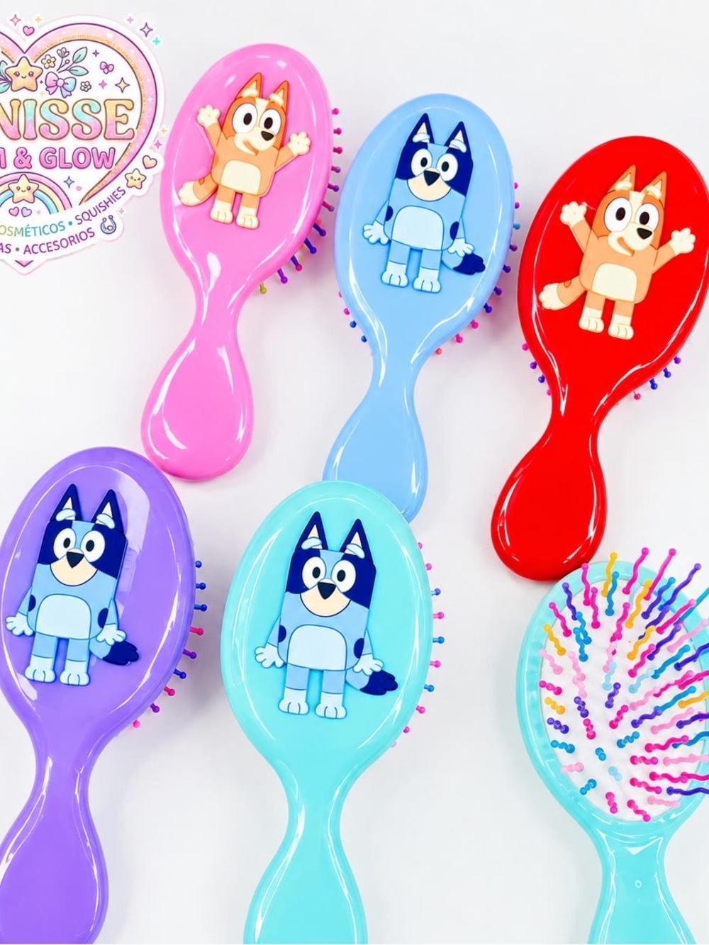 Kids Cartoon Hair Brush - Blue, Pink, Red, Purple, Aqua